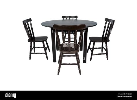 Black table with chairs isolated on white background Stock Photo - Alamy