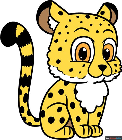 How to Draw a Cute Cartoon Cheetah - Really Easy Drawing Tutorial