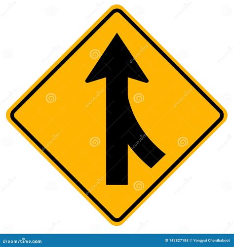 Merges Right Traffic Road Sign,Vector Illustration, Isolate On White ...