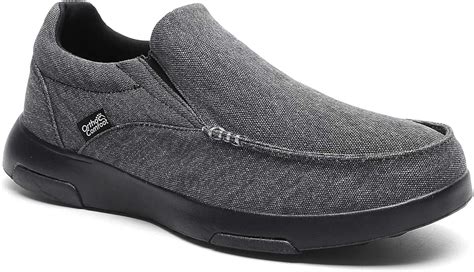 OrthoComfoot Men's Slip On Loafers，Arch Support Boat Shoes for Extra ...