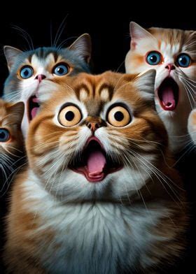 'Funny Cat Shocked' Poster by Neo Design | Displate