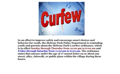 Curfew – Village of Melrose Park