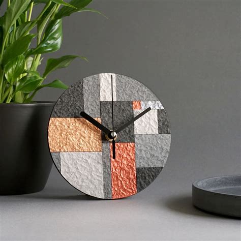 Modern Industrial Mantel Clock, Decorative Upcycled Paper Home Decor, Handmade Geometric Desk ...