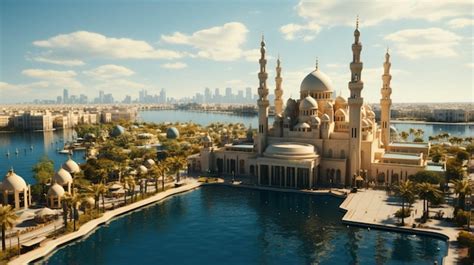 Premium AI Image | Aerial beautiful shot of Jumeirah Mosque