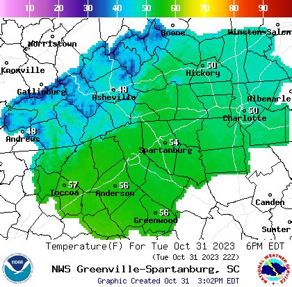 NOAA Graphical Forecast for Greenville-Spartanburg, SC