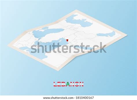 Folded Paper Map Lebanon Neighboring Countries Stock Vector (Royalty ...