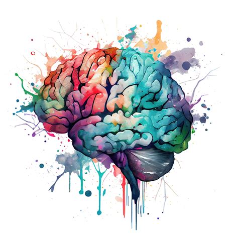 Premium Photo | Watercolor illustration colored brain two hemispheres ...