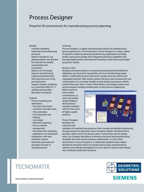 GEOPLM Siemens PLM Tecnomatix Process Designer | PDF | Product ...