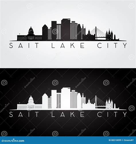 Salt Lake City Skyline Silhouette. Vector Illustration | CartoonDealer ...