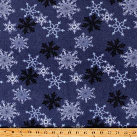 Fleece Snowflakes on Blue Winter Christmas Holiday Festive Fleece ...