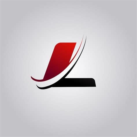 Premium Vector | Initial L Letter logo with swoosh colored red and black