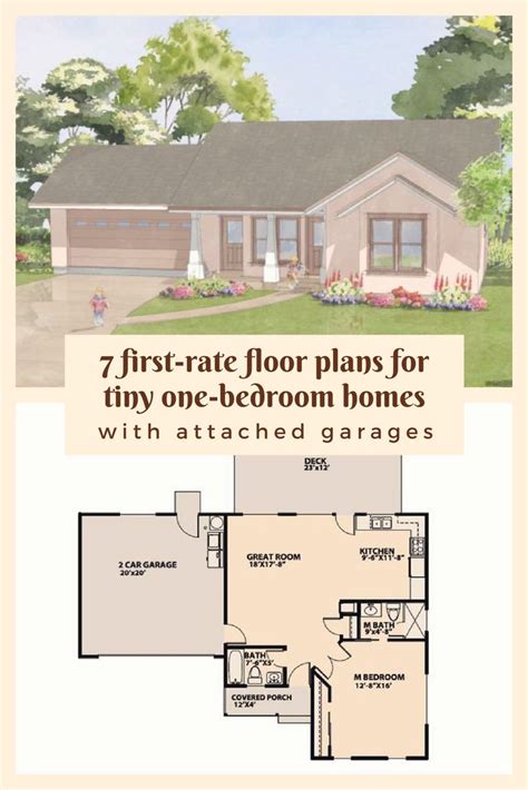 7 first-rate floor plans for tiny one-bedroom homes with attached garages | One bedroom house ...