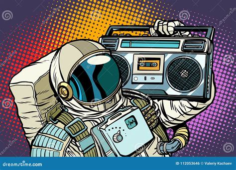 Astronaut With Boombox, Audio And Music Vector Illustration ...