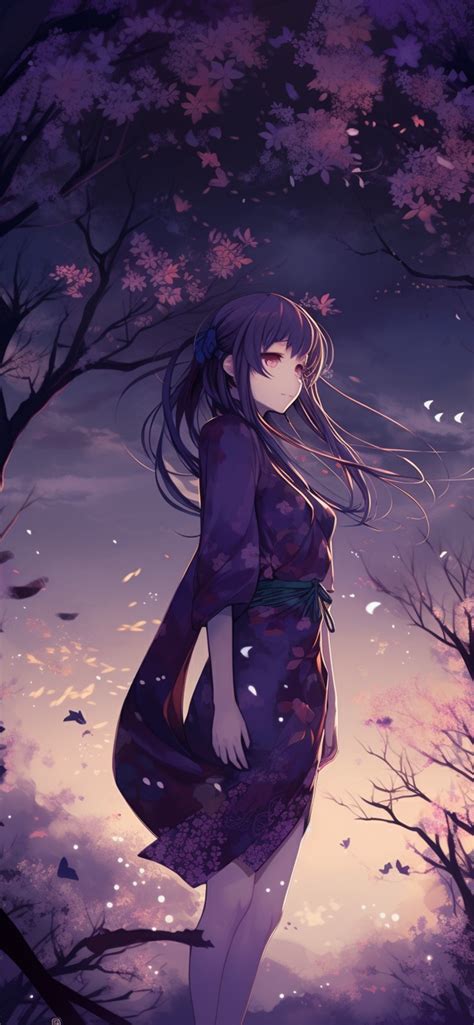 Girl Purple Anime Wallpapers - Anime Girl Wallpapers for iPhone