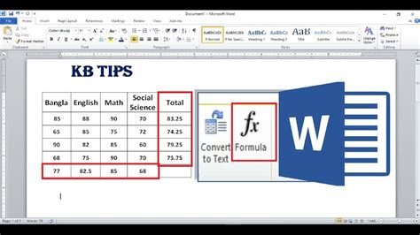 Microsoft Word 👉 How To Use Formula Option Average In Microsoft Word ...