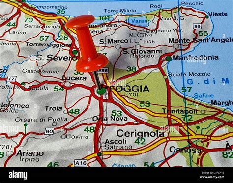 A location of Foggia city pinned on a map of Italy Stock Photo - Alamy