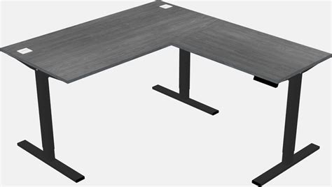 Grey L-shaped Height Adjustable Sit-to-Stand Desk - Officestock ...