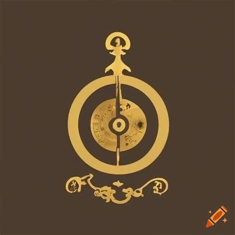 Minimalistic logo with an antique golden astrolabe and initials mp