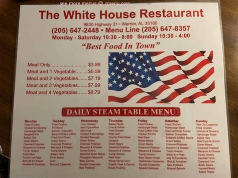 Online Menu of White House Restaurant Restaurant, Warrior, Alabama ...