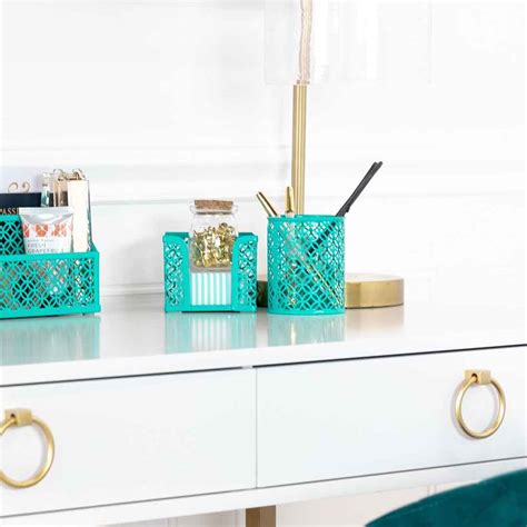 Riviera 6 Piece Dark Teal Desk Organizer Set | Blu Monaco