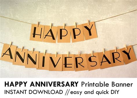 Printable HAPPY ANNIVERSARY banner Prints on 8.5 x by erinheaton