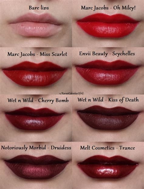 Various red lips in indirect sunlight; Very fair olive, neutral-cool undertones. Details and ...