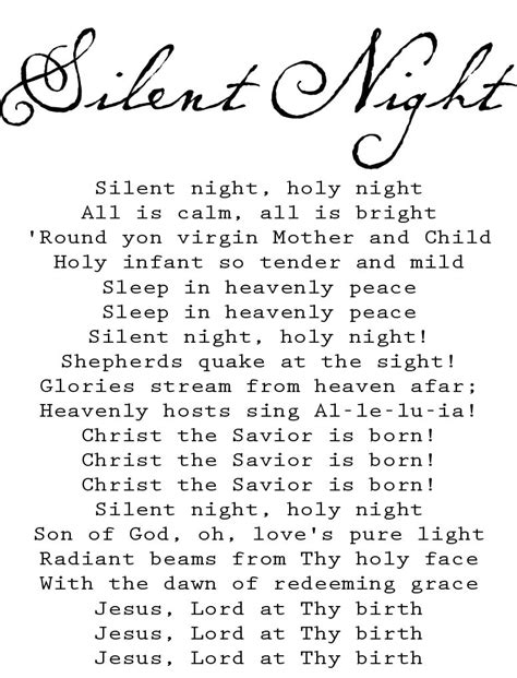 Silent Night Digital Wall Art Song Lyrics Wall Art Silent - Etsy UK