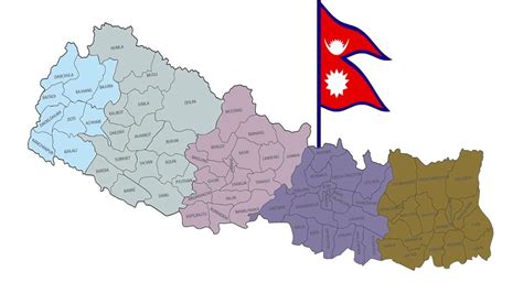 Nepal map with flag - Map of nepal with flag (Southern Asia - Asia)