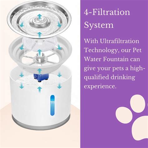 Cat Water Fountain 1.6L&2.4L Pet Water Fountain Automatic Dog Water Bowl Dispenser with Ultra ...