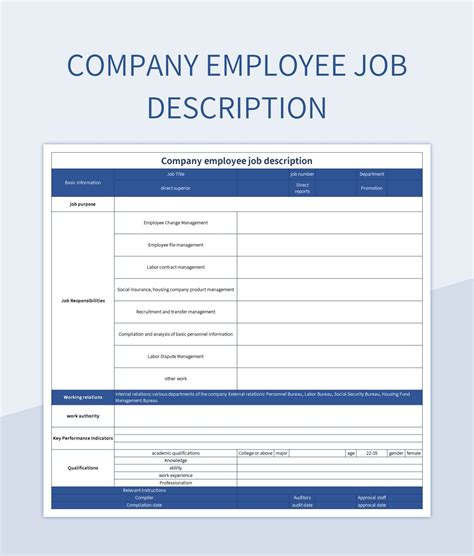 Employee Job Description Template Excel - Infoupdate.org