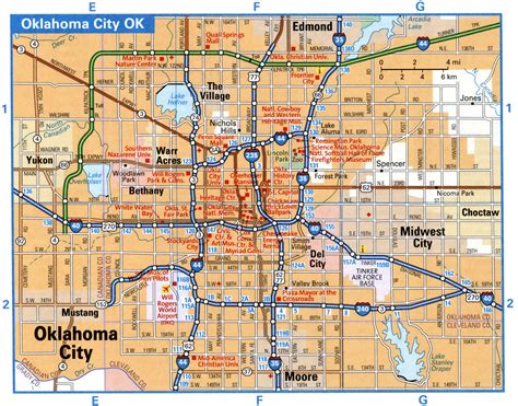 Oklahoma City interstate highway map road free toll I35, I40, I44, I235, I240 - free