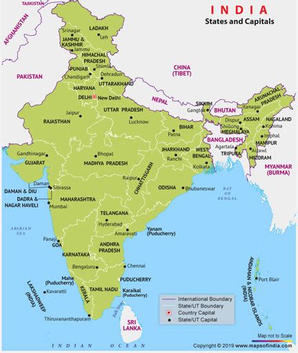 States and Capitals of India Map, List of Total 28 States and Capitals ...