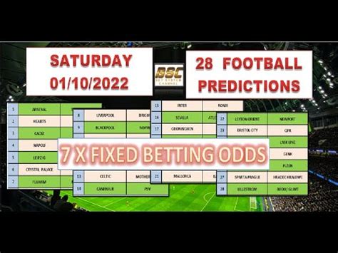 1X2 FOOTBALL PREDICTIONS TODAY - SATURDAY FIXED BETTING ODDS - SOCCER ...