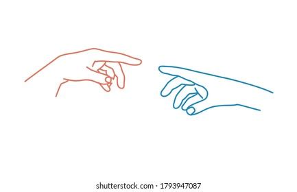 Two Hands Try Touch Each Other Stock Vector (Royalty Free) 1793947087 ...