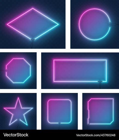 Set of realistic glowing different shapes neon Vector Image