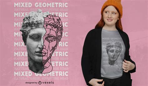 Geometric Statue Head T-shirt Design Vector Download
