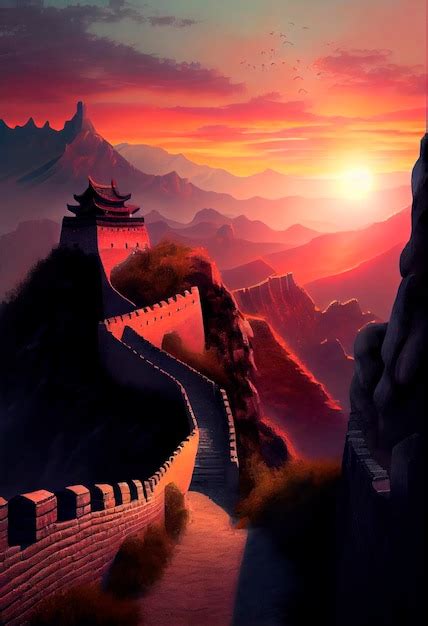 Premium AI Image | Great Wall of China at sunrise