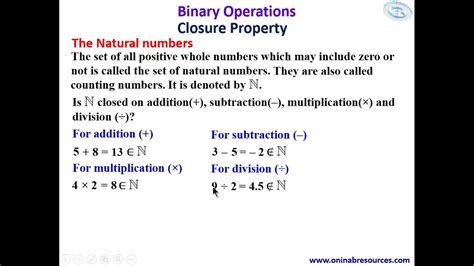 Binary operations Part 1: Closure Property - YouTube