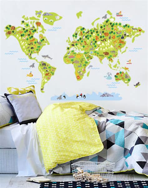 World Map Wall Decal World Map for Kids World Map Sticker - Etsy