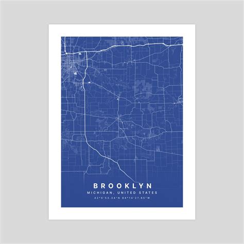 Brooklyn Michigan United States Blueprint Map, an art print by Map ...