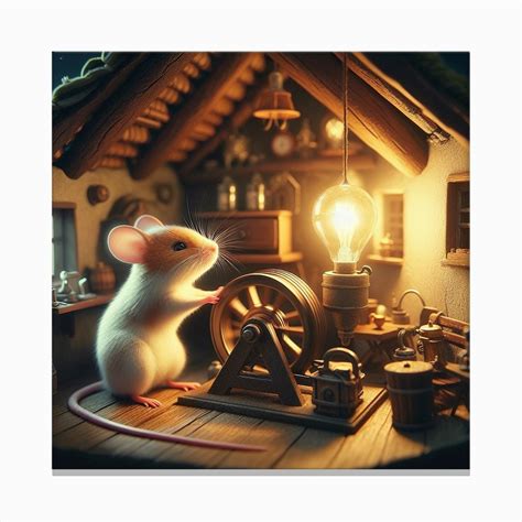 Mouse Spinning Wheel Ai Art Print Canvas Print by ElfinWorks - Fy