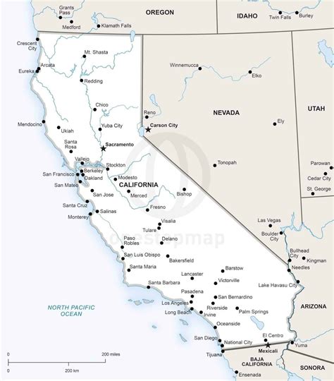 Vector Map of California political | One Stop Map