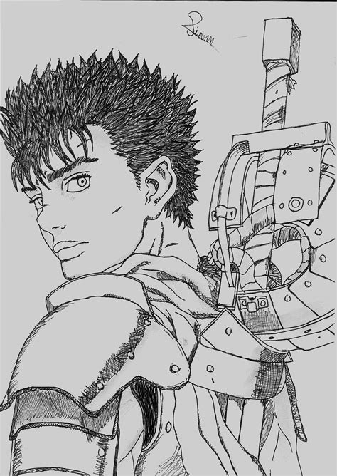 Man in armor sketch, drawing, Guts, Berserk, manga HD wallpaper ...