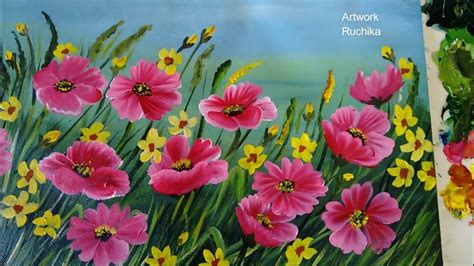 flower field painting easy - Feel Well Memoir Art Gallery