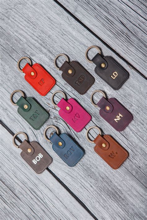 Personalized Leather Keychain Custom Key Chain Monogram Key - Etsy