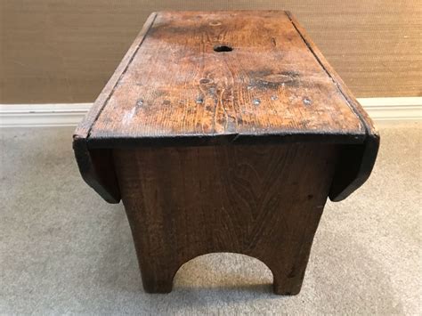 Antique Wooden Footstool 18W X 10D X 12H