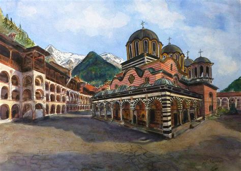 Rila Monastery Bulgaria Painting by Henrieta Maneva