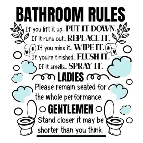 Bathroom Rules SVG Sign Bathroom SVG Bathroom Funny Sign | Etsy Bathroom Svg, Bathroom Rules ...