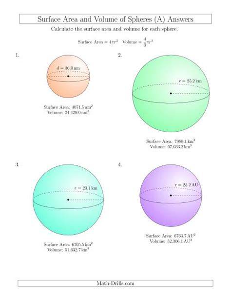 Volume and Surface Area of Spheres (One Decimal Place) (A)