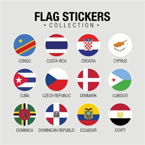 National Flags Of The World Stickers With Names 11091918 Vector Art at ...